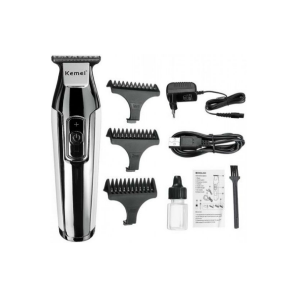 Επαναφορτιζόμενη Κουρευτική Μηχανή Kemei KM-5027 Ασημί